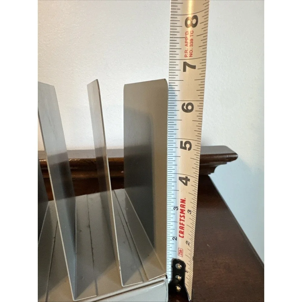 Lit-Ning Letter Mail File Metal 6 Slot Office Desk Organizer Gray Paper Vintage